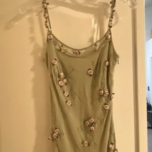Olive green silk dress , size 8